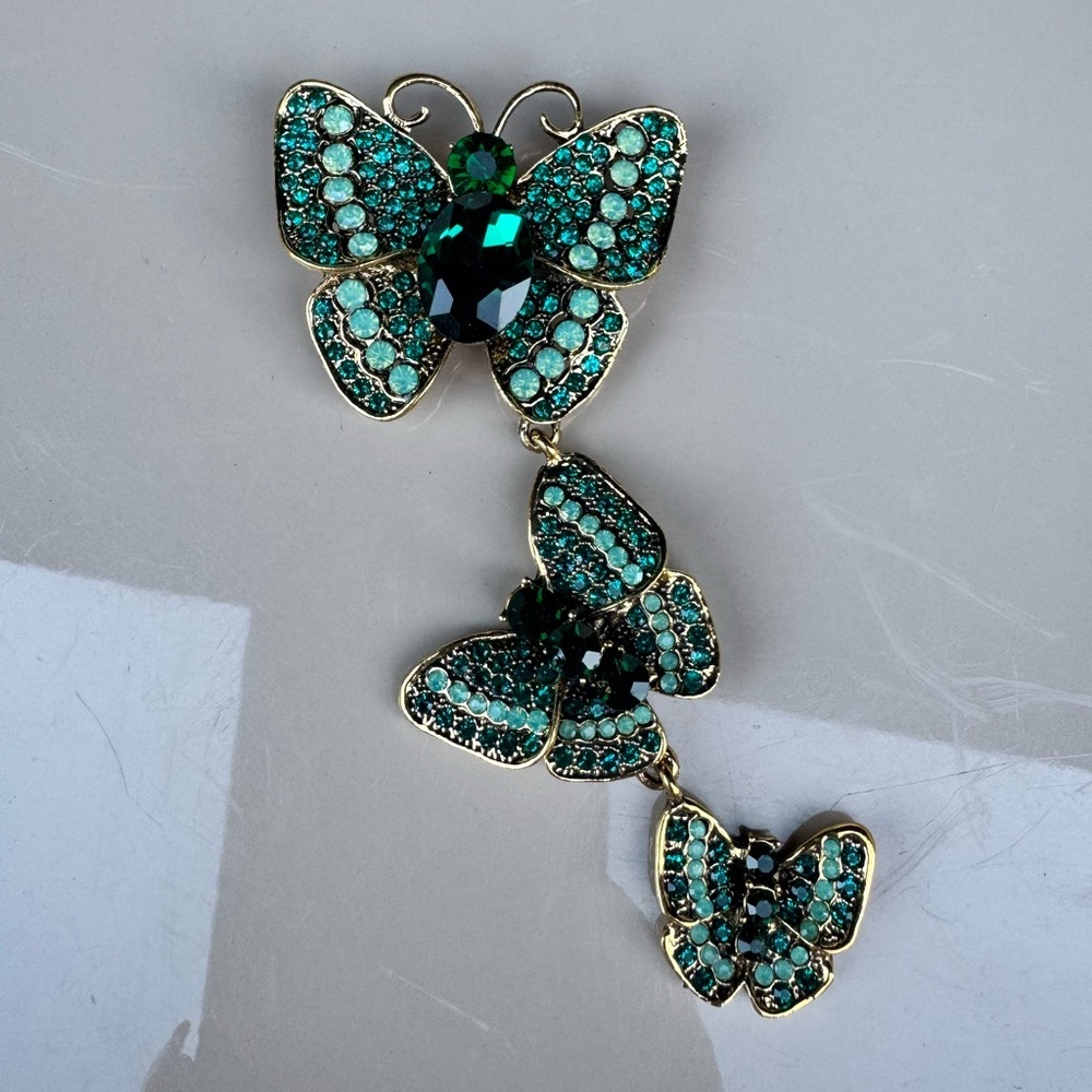 Large Green Articulated Butterfly Brooch